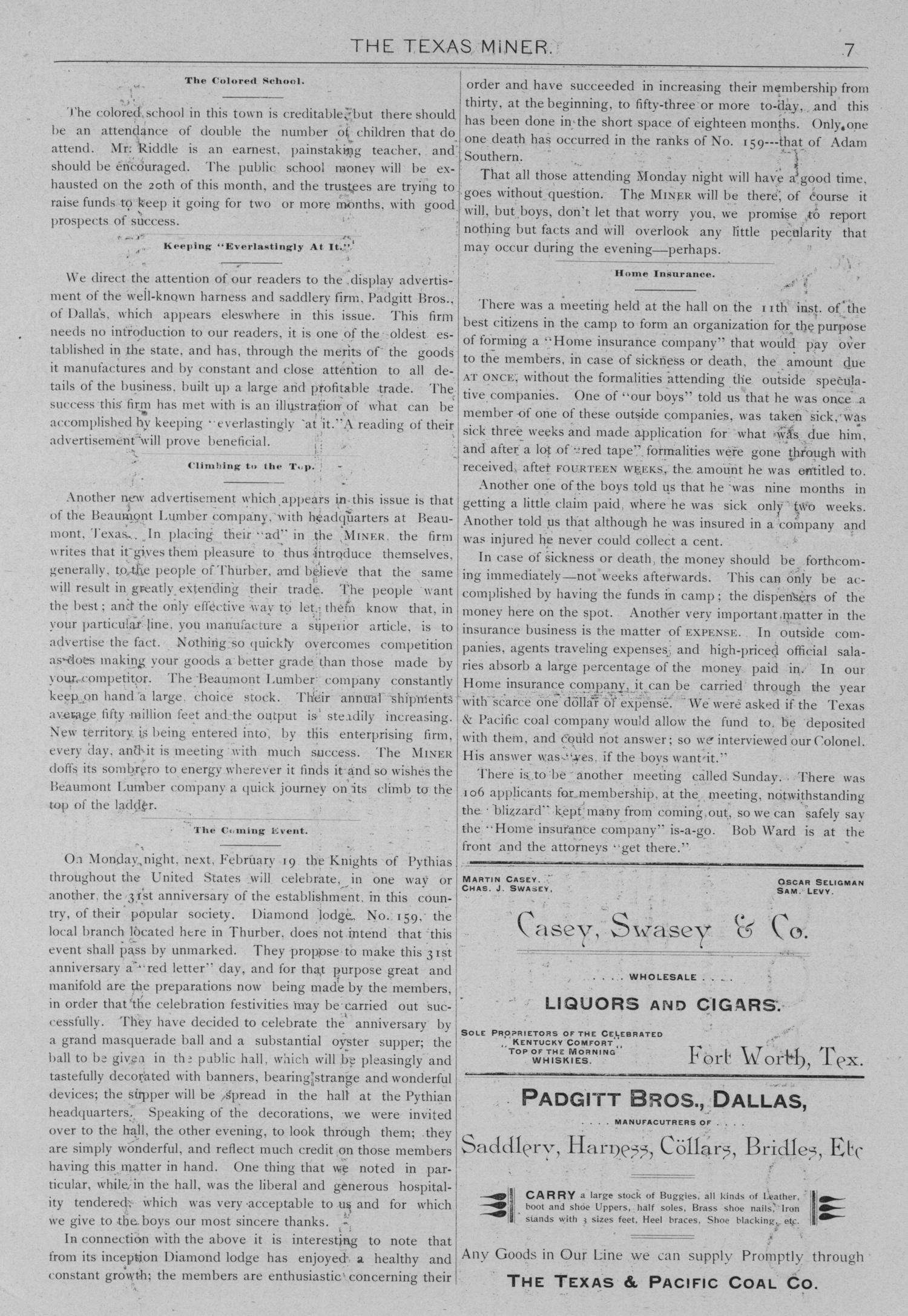 The Texas Miner, Volume 1, Number 5, February 17, 1894
                                                
                                                    7
                                                