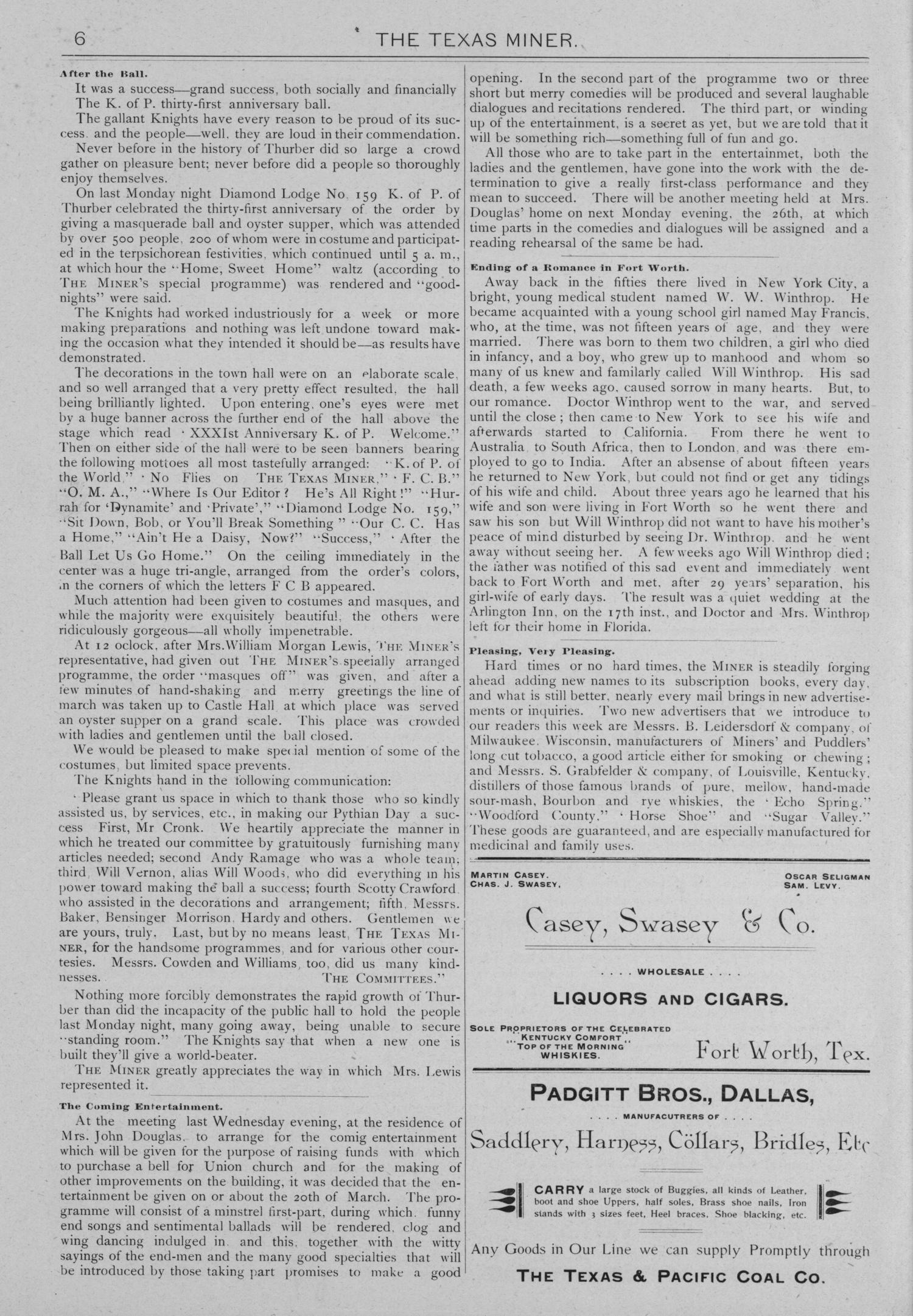The Texas Miner, Volume 1, Number 6, February 24, 1894
                                                
                                                    6
                                                