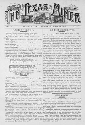 Primary view of object titled 'The Texas Miner, Volume 1, Number 15, April 28, 1894'.