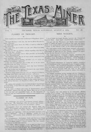 Primary view of object titled 'The Texas Miner, Volume 1, Number 29, August 4, 1894'.