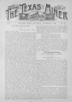 Primary view of object titled 'The Texas Miner, Volume 1, Number 41, October 27, 1894'.