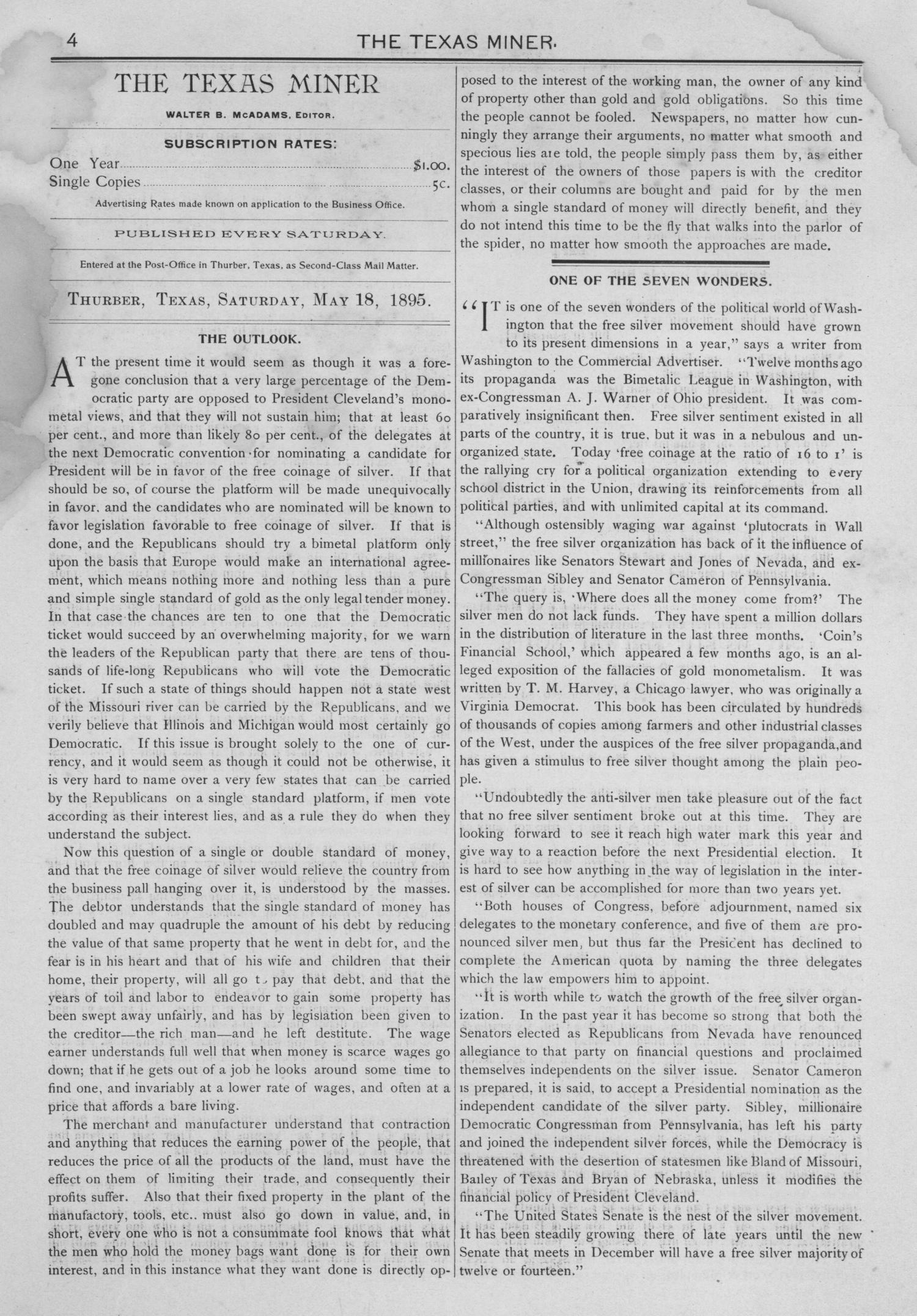 The Texas Miner, Volume 2, Number 18, May 18, 1895
                                                
                                                    4
                                                