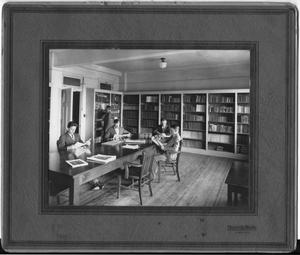 Primary view of object titled 'Students studying in Kilian Hall library'.