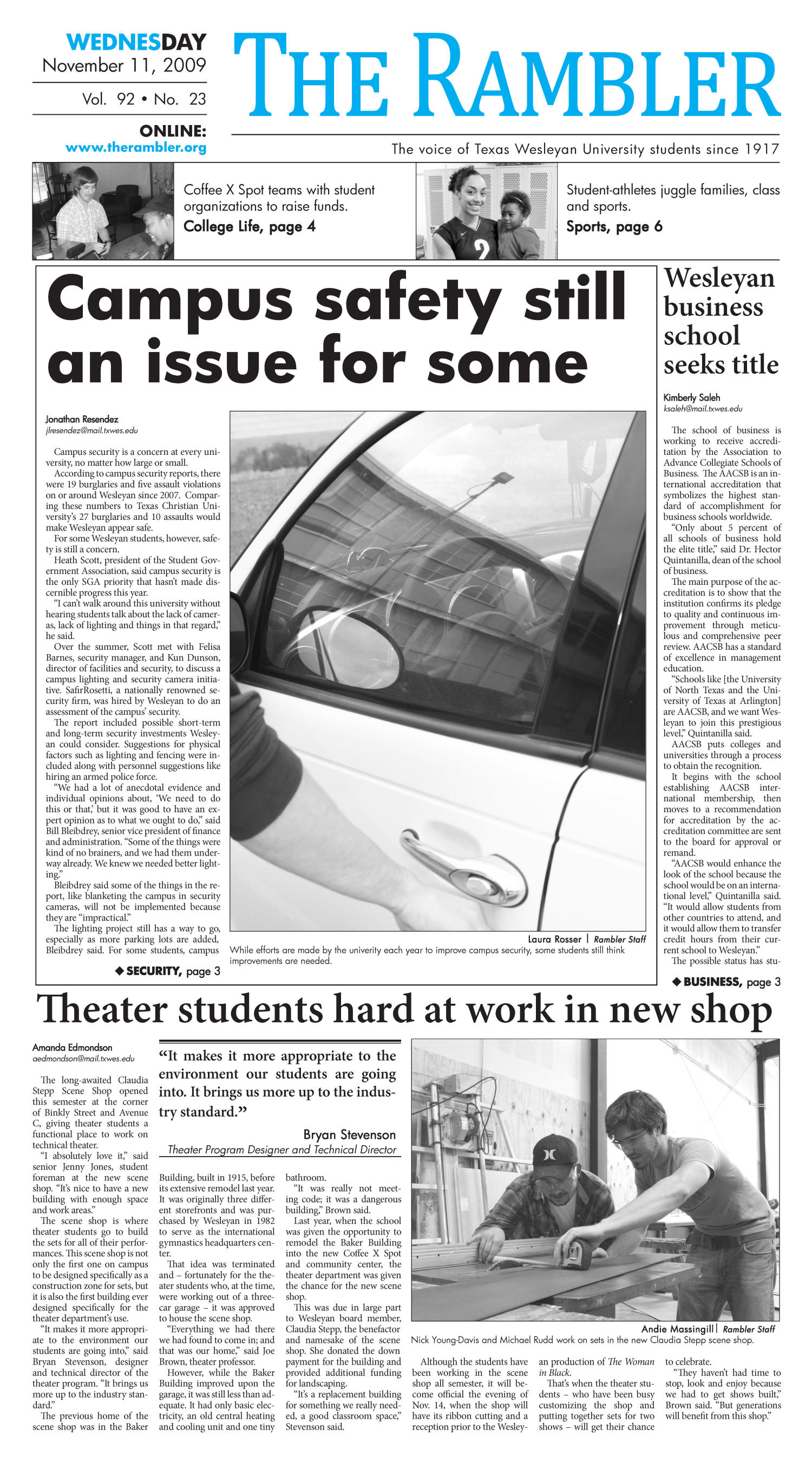 The Rambler (Fort Worth, Tex.), Vol. 92, No. 23, Ed. 1 Wednesday, November 11, 2009
                                                
                                                    [Sequence #]: 1 of 6
                                                