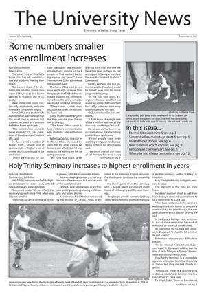 Primary view of object titled 'The University News (Irving, Tex.), Vol. 26, No. 2, Ed. 1 Wednesday, September 12, 2001'.