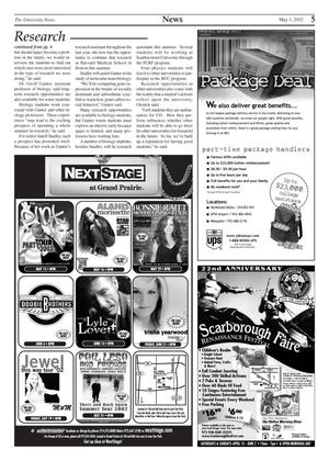 Primary view of object titled 'The University News (Irving, Tex.), Vol. 31, No. 23, Ed. 1 Wednesday, May 1, 2002'.