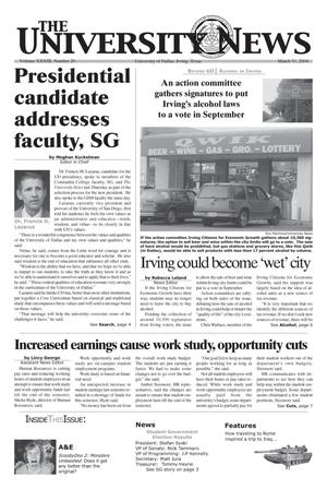 Primary view of object titled 'The University News (Irving, Tex.), Vol. 33, No. 20, Ed. 1 Wednesday, March 31, 2004'.