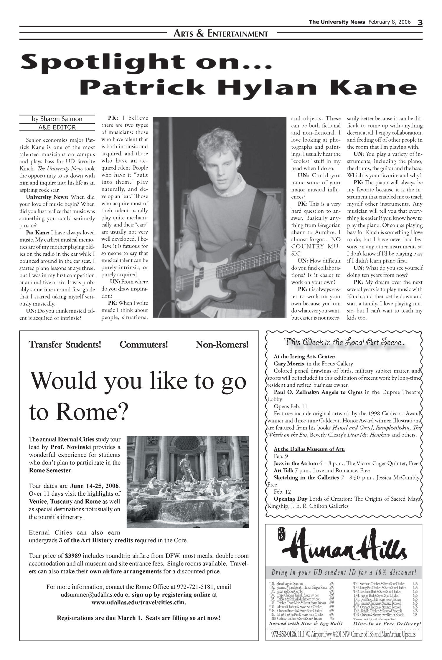 The University News (Irving, Tex.), Vol. 35, No. 15, Ed. 1 Wednesday, February 8, 2006
                                                
                                                    [Sequence #]: 3 of 12
                                                