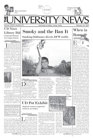 Primary view of object titled 'The University News (Irving, Tex.), Vol. 37, No. 12, Ed. 1 Wednesday, February 14, 2007'.