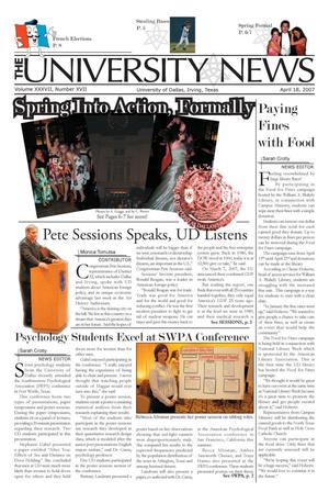 Primary view of object titled 'The University News (Irving, Tex.), Vol. 37, No. 17, Ed. 1 Wednesday, April 18, 2007'.
