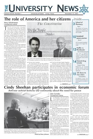 Primary view of object titled 'The University News (Irving, Tex.), Vol. 38, No. 9, Ed. 1 Tuesday, November 13, 2007'.