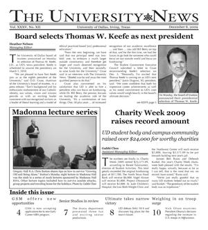 Primary view of object titled 'The University News (Irving, Tex.), Vol. 35, No. 12, Ed. 1 Tuesday, December 8, 2009'.