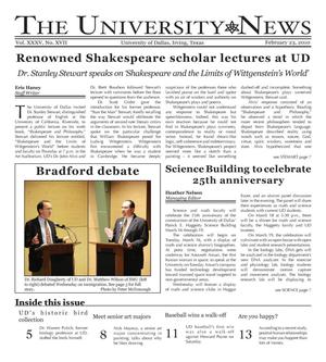 Primary view of object titled 'The University News (Irving, Tex.), Vol. 35, No. 17, Ed. 1 Tuesday, February 23, 2010'.