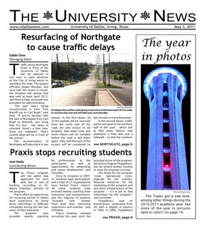 Primary view of object titled 'The University News (Irving, Tex.), Vol. 36, No. 23, Ed. 1 Tuesday, May 3, 2011'.