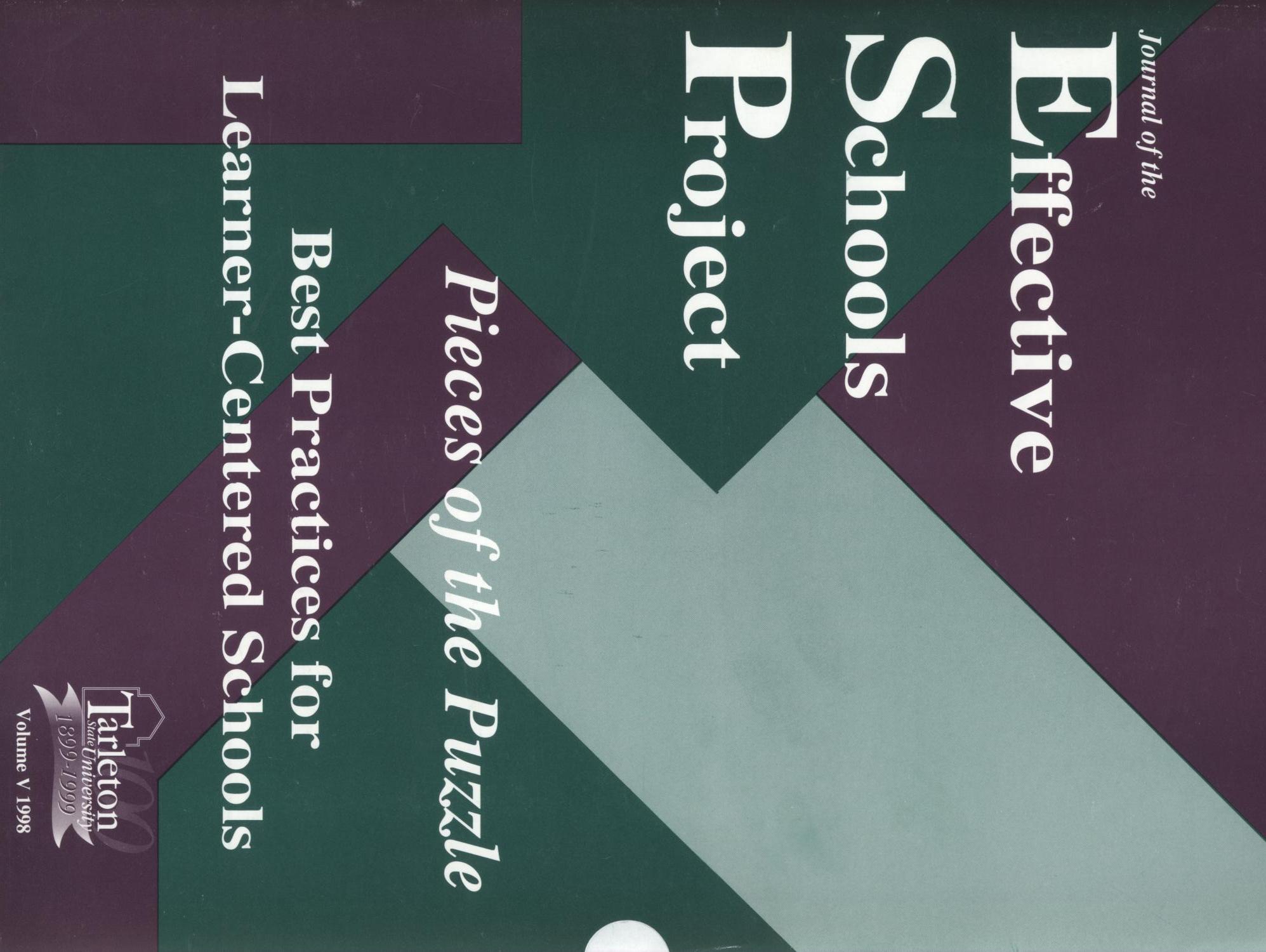 Journal of the Effective Schools Project, Volume 5, 1998
                                                
                                                    Front Cover
                                                