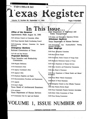 Primary view of object titled 'Texas Register, Volume 15, Number 69, (Volume I), Pages 5155-5205, September 11, 1990'.