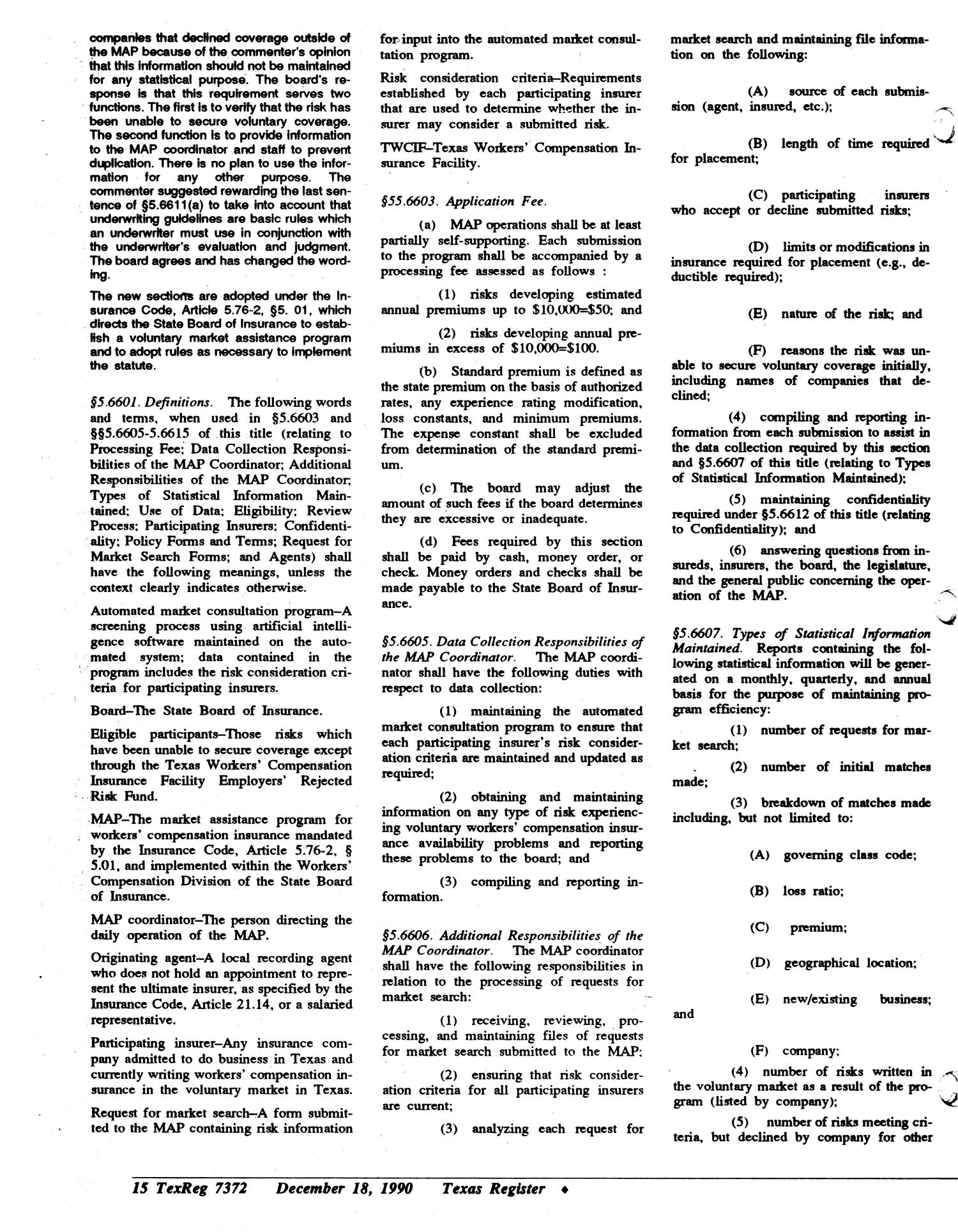 Texas Register, Volume 15, Number 94, (Volume 2), Pages 7361-7389, December 18, 1990
                                                
                                                    7372
                                                