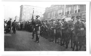 Primary view of object titled '[Military Walking in Parade]'.