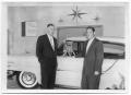 Thumbnail image of item number 1 in: 'John and Ted Clegg in Lincoln-Mercury Showroom, 1957'.