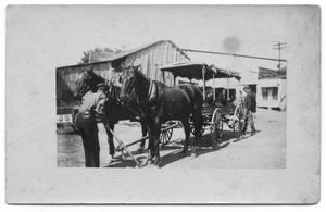 Primary view of object titled '[Horses Hitched to Wagon]'.