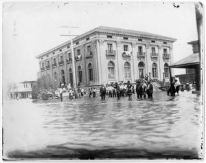 Primary view of [People Standing in Flood Waters]