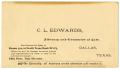Primary view of [Business card for C. L. Edwards]