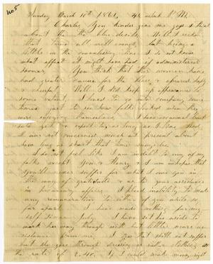 Primary view of object titled '[Letter from Elvira Moore to Charles B. Moore, March 10, 1861]'.