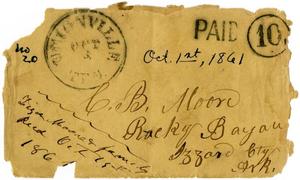 Primary view of object titled '[Envelope from Ziza Moore and Family to Charles B. Moore, October 1, 1861]'.