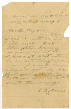 Primary view of object titled '[Letter from C. B. Moore to Jacob Bayon]'.
