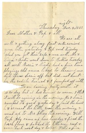 Primary view of object titled '[Letter from Dinkie and Willie McGee to William and Matilda Dodd, December 9, 1883]'.