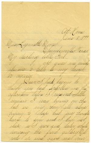 Primary view of object titled '[Letter from Lula Dalton to Linnet Moore, June 18, 1899]'.