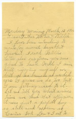 Primary view of object titled '[Letter from Linnet Moore to the Moore family, March 12, 1900]'.