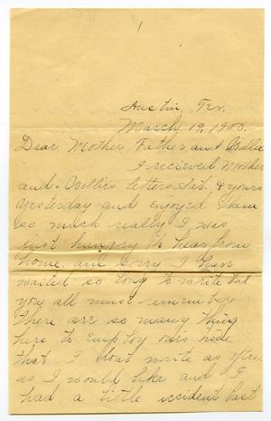 Primary view of object titled '[Letter from Linnet Moore to Charles and Mary Moore, March 19, 1900]'.