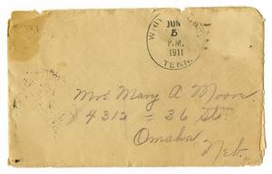 Primary view of object titled '[Envelope for Mary Moore, June 5, 1911]'.