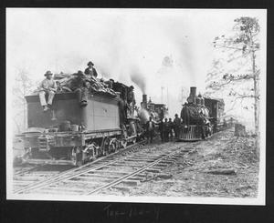 Primary view of object titled '[Texas South-Eastern Railroad Engines 1, 2, and 3]'.