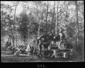 Primary view of object titled '[Texas South-Eastern Railroad Engine 8 in the Woods]'.