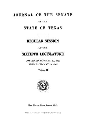 Primary view of Journal of the Senate of the State of Texas, Regular Session, Volume 2, and First Called Session of the Sixtieth Legislature