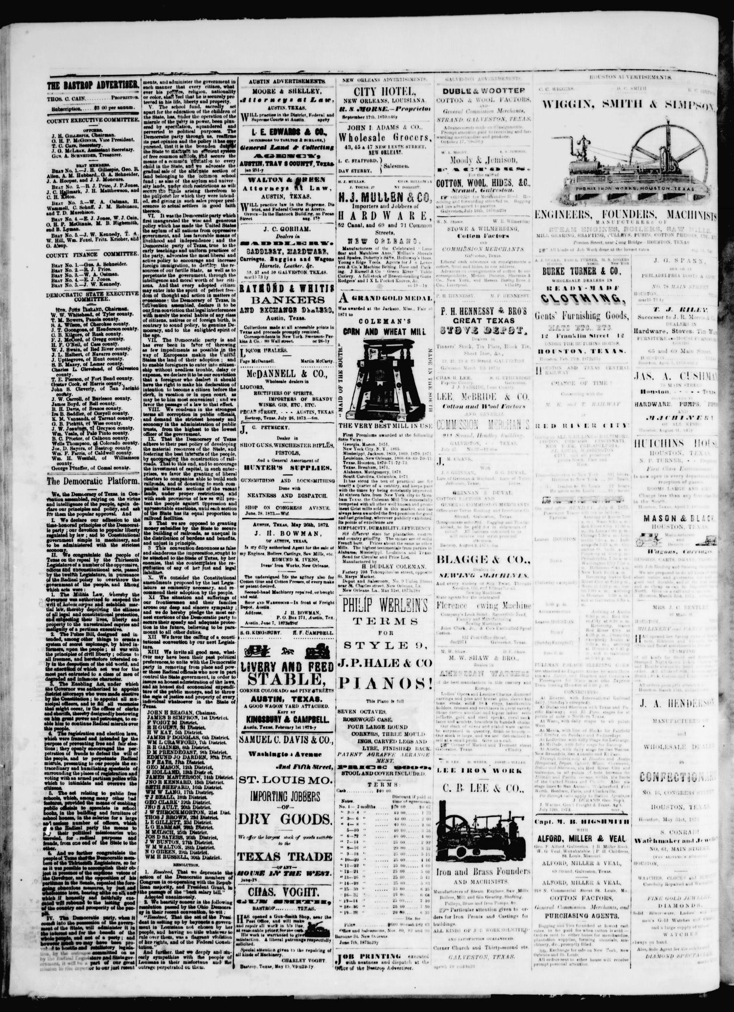 The Bastrop Advertiser (Bastrop, Tex.), Vol. 16, No. 48, Ed. 1 Saturday, October 18, 1873
                                                
                                                    [Sequence #]: 4 of 4
                                                