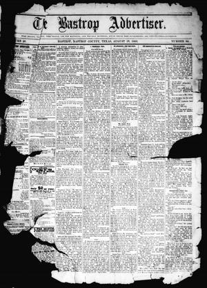 Primary view of object titled 'The Bastrop Advertiser (Bastrop, Tex.), Vol. 26, No. 34, Ed. 1 Saturday, August 18, 1883'.