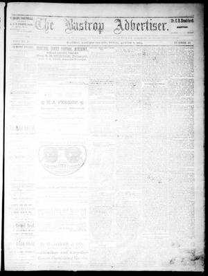 Primary view of object titled 'The Bastrop Advertiser (Bastrop, Tex.), Vol. 27, No. 33, Ed. 1 Saturday, August 9, 1884'.