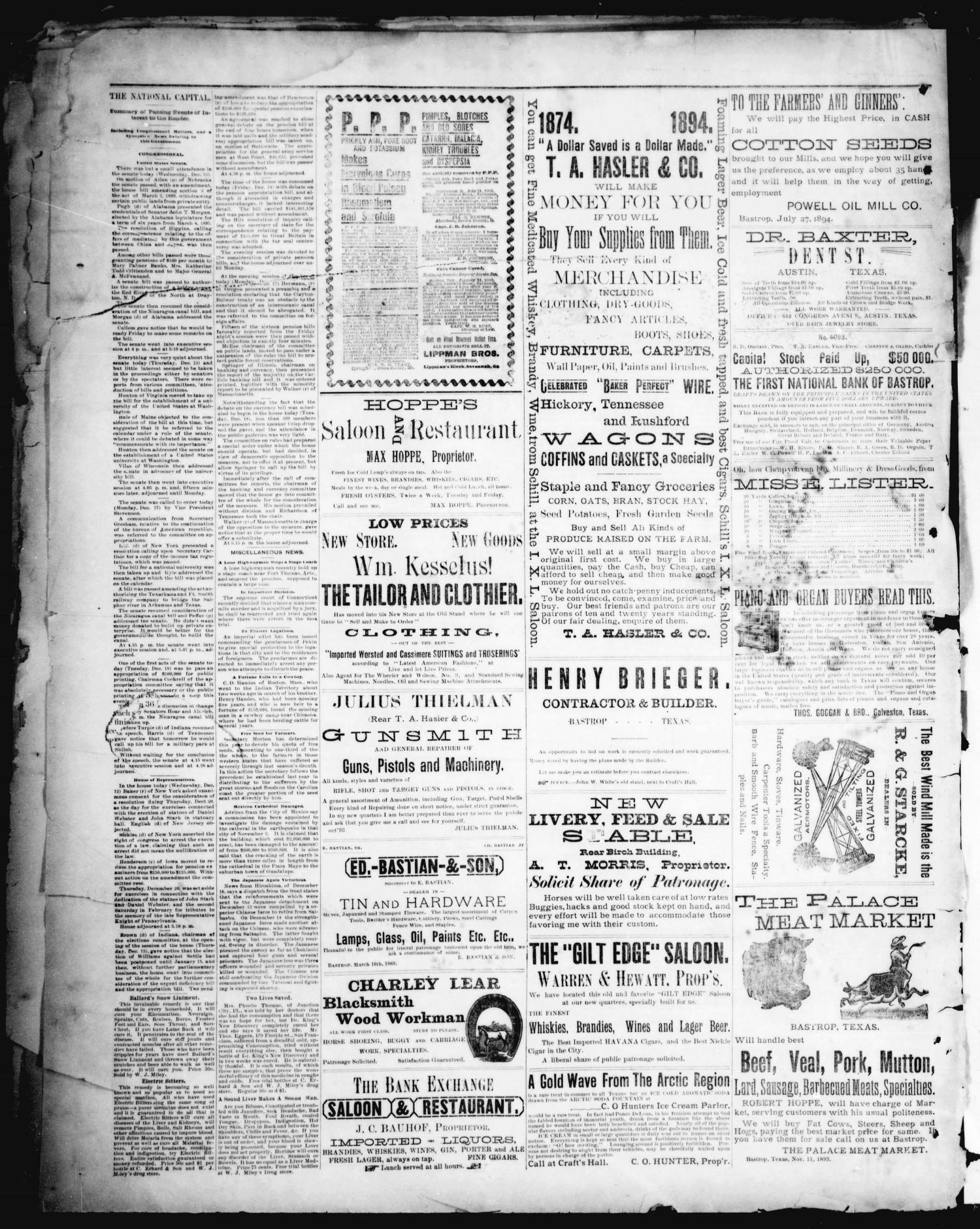 The Bastrop Advertiser (Bastrop, Tex.), Vol. 38, No. 49, Ed. 1 Saturday, December 22, 1894
                                                
                                                    [Sequence #]: 4 of 8
                                                