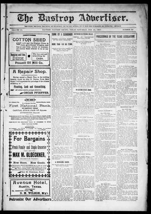 Primary view of object titled 'The Bastrop Advertiser (Bastrop, Tex.), Vol. 54, No. 46, Ed. 1 Saturday, February 16, 1907'.