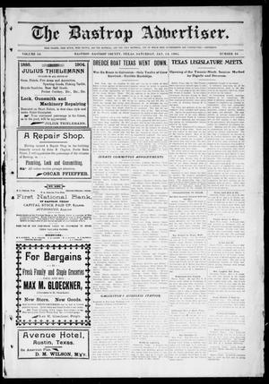 Primary view of object titled 'The Bastrop Advertiser (Bastrop, Tex.), Vol. 52, No. 43, Ed. 1 Saturday, January 14, 1905'.