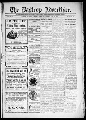 Primary view of object titled 'The Bastrop Advertiser (Bastrop, Tex.), Vol. 57, No. 40, Ed. 1 Saturday, January 22, 1910'.