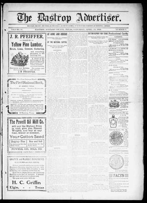 Primary view of object titled 'The Bastrop Advertiser (Bastrop, Tex.), Vol. 58, No. 1, Ed. 1 Saturday, April 23, 1910'.