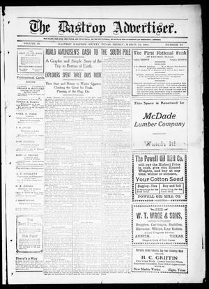 Primary view of object titled 'The Bastrop Advertiser (Bastrop, Tex.), Vol. 59, No. 48, Ed. 1 Friday, March 15, 1912'.