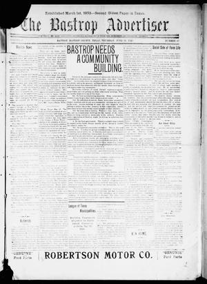 Primary view of object titled 'The Bastrop Advertiser (Bastrop, Tex.), Vol. 67, No. 47, Ed. 1 Thursday, June 24, 1920'.