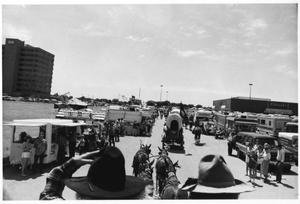 Primary view of object titled 'Texas Sesquicentennial Wagon Train in Wichita Falls'.