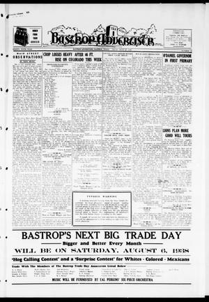 Primary view of object titled 'Bastrop Advertiser (Bastrop, Tex.), Vol. 85, No. 19, Ed. 1 Thursday, July 28, 1938'.