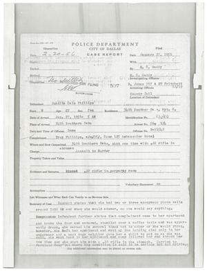 Primary view of object titled '[City of Dallas Police Department Case Report for Juanita Dale Phillips]'.